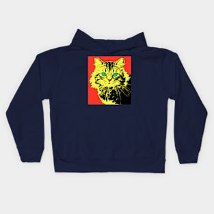 POP ART CAT - YELLOW RED Kids Hoodie